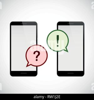 question and answer communication via smartphone vector illustration EPS10 Stock Vector