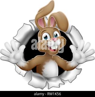 Easter Bunny Rabbit Breaking Background Stock Vector
