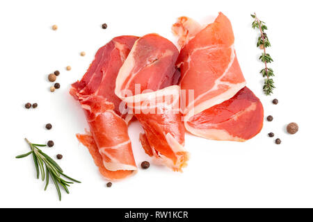 Slices of appetizing jamon Stock Photo