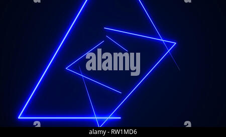 Futuristic HUD triangle tunnel VJ background. 4K Neon motion graphics for LED Stock Photo