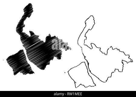 Merseyside (United Kingdom, England, Metropolitan county) map vector illustration, scribble sketch Merseyside map Stock Vector