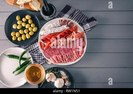 Assorted cured meats Stock Photo