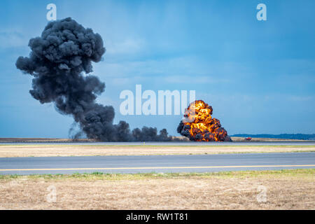 Explosions at the Avalon airshow Stock Photo