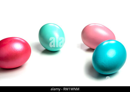 colorful easter eggs isolated on white background with shadows Stock Photo