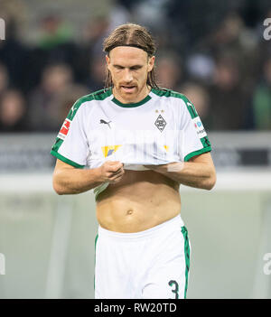 Borussia Monchengladbach, Deutschland. 02nd Mar, 2019. Michael LANG (MG) disappointed Football 1.Bundesliga, 24.matchday, Borussia Monchengladbach (MG) - Bayern Munich (M), on 02/03/2019 in Borussia Monchengladbach/Germany. ## DFL regulations prohibit any use of photographs as image sequences and/or quasi-video ## ¬ | usage worldwide Credit: dpa/Alamy Live News Stock Photo