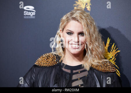 Hamburg, Germany. 03rd Mar, 2019. Angelina Kirsch, Curvy Model, comes to the German premiere of the musical 'Tina - Das Tina Turner Musical' in the Operettenhaus. (to dpa 'Curvy Model Angelina Kirsch is newly in love') Credit: Georg Wendt/dpa/Alamy Live News Stock Photo