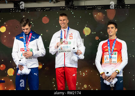 Glasgow, Scotland, UK. 3rd March, 2019. at Victory Ceremory during European Athletics Indoor Championships Glasgow 2019 at Emirates Arena on Sunday, 03 March 2019. GLASGOW SCOTLAND.  (Editorial use only, license required for commercial use. No use in betting, games or a single club/league/player publications.) Credit: Taka G Wu/Alamy News Stock Photo