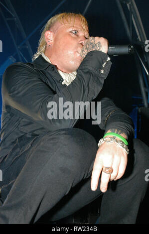 FILE PICS: 4th March, 2019. Keith Flint, the lead singer of The Prodigy has passed away at the age of 49 - photographed on 6th August, 2005 during their performance at the 2005 Grolsch Summer Set Concert Series, Somerset House, London, UK   Credit: Ben Rector/Alamy Live News Stock Photo