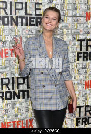 New York, USA. 3rd Mar 2019. Toni  attends the 'Triple Frontier' World Premiere at Jazz at Lincoln Center on March 03, 2019 in New York City. Credit: Erik Pendzich/Alamy Live News Stock Photo