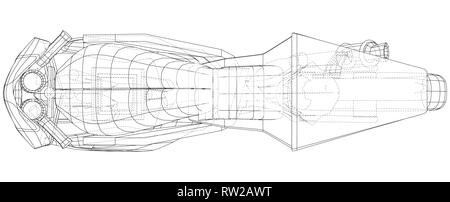 Sports bike technical wire-frame. EPS10 format. Vector created of 3d Stock Vector