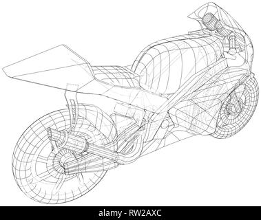 Blueprint sport bike. EPS10 format. Vector created of 3d Stock Vector ...