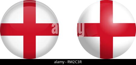 England flag under 3d dome button and on glossy sphere / ball. Stock Vector