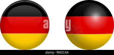 Germany flag under 3d dome button and on glossy sphere / ball. Stock Vector