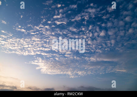 White, bright, fluffy and scattered clouds with blue sky Stock Photo