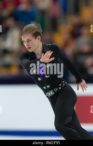 Mikhail Kolyada from Russia during 2018 European figure skating championships Stock Photo