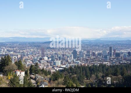 View of Portland, Oregon, USA, from Pittock Mansion. Stock Photo