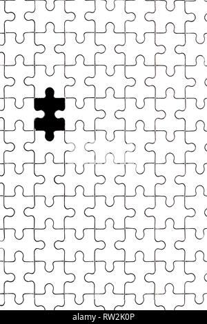 white jigsaw puzzle with one piece missing Stock Photo