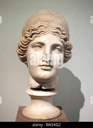 Juno. Ancient Roman goddess. 2nd century AD. Marble bust. National Archaeological Museum, Naples. Italy. Stock Photo
