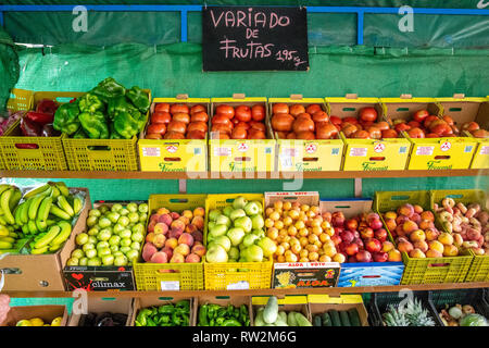 Variety of Fruits in Store; Tarifa, Cádiz, Andalusia, Spain Stock Photo