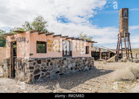 Garlock is a ghost town that was known as El Paso City or Cow Wells interchangeably. The little town provided water for cattlemen and freighters wishi Stock Photo