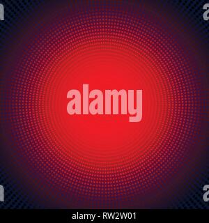 Technology digital concept futuristic red neon radial light burst effect on dark background. Dots pattern elements circles halftone style. Vector illu Stock Vector