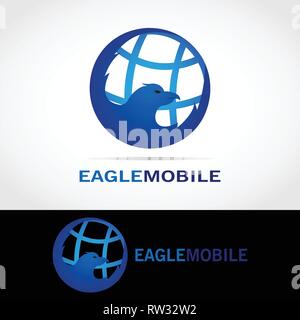 This logo shows an eagle with the earth as its background. This logo is good for use as a company logo that is engaged in technology. Stock Vector