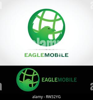 This logo shows an eagle with the earth as its background. This logo is good for use as a company logo that is engaged in technology. Stock Vector