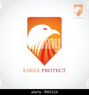 This logo has a shield which inside is the head of an eagle. This logo is suitable for use as a company logo engaged in the technology business. Stock Vector