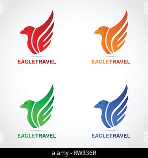 This logo has a picture of an eagle. This logo is made for use by companies engaged in the travel business or can also be used as application logos. Stock Vector
