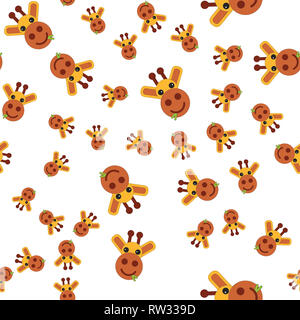 Seamless pattern of giraffe head.  illustration in cartoon style Stock Photo