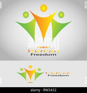 This logo has a picture of some humans who raise their hands. This logo is good for use by companies, businesses, and communities engaged in humanity. Stock Vector