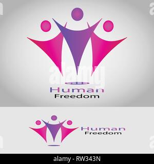 This logo has a picture of some humans who raise their hands. This logo is good for use by companies, businesses, and communities engaged in humanity. Stock Vector