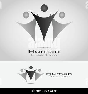 This logo has a picture of some humans who raise their hands. This logo is good for use by companies, businesses, and communities engaged in humanity. Stock Vector