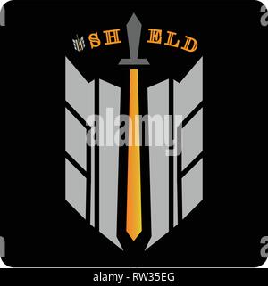 This logo has a shield with a sword in it. This logo is good to use as a company logo or business that is engaged in security. Stock Vector