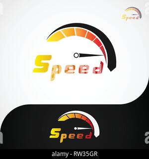This logo has a speedometer. This logo is good to use as a company logo or business engaged in the automotive sector. Stock Vector