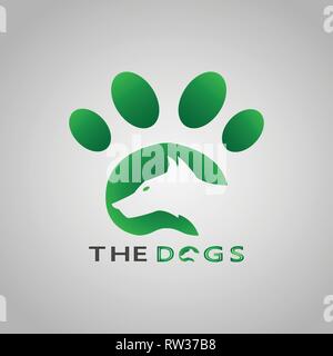 This logo shows a dog with its footprint as the background. This logo is good for use by companies or businesses. Stock Vector