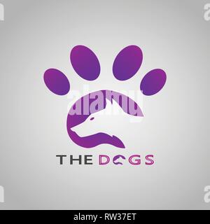 This logo shows a dog with its footprint as the background. This logo is good for use by companies or businesses. Stock Vector