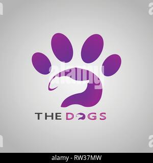 This logo shows a dog with its footprint as the background. This logo is good for use by companies or businesses. Stock Vector