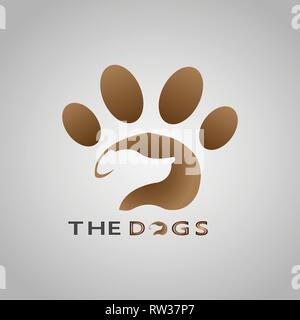 This logo shows a dog with its footprint as the background. This logo is good for use by companies or businesses. Stock Vector