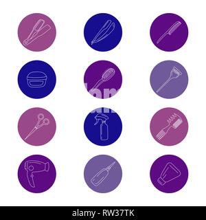 Barbershop collection isolated on white backdrop. Vector icons Stock Vector