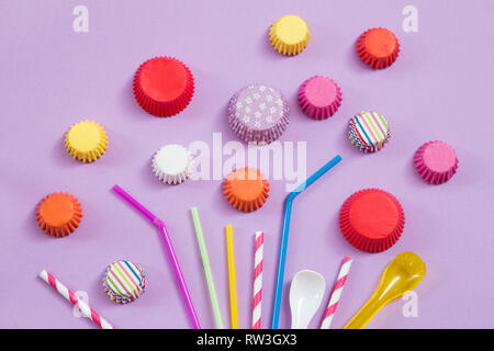 Party concept - accessory on purple background Stock Photo