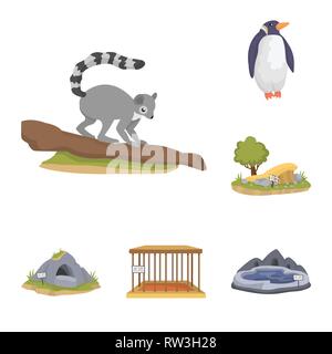 lemur,penguin,trees,cave,cell,lake,monkey,white,sand,bear,empty,pool,Africa,cute,mound,grizzly,jail,water,tree,wild,grass,rock,metal,stone,tropical,north,landscape,protection,zoo,park,safari,animal,forest,nature,fun,flora,fauna,entertainment,set,vector,icon,illustration,isolated,collection,design,element,graphic,sign,cartoon,color Vector Vectors , Stock Vector