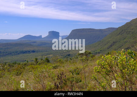 Chapada Diamantina National Park landscape in the Vale Do Capao valley, with the Morro Do Morrao mountain, Bahia, Brazil Stock Photo