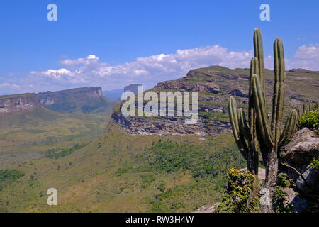 Chapada Diamantina National Park landscape with Morro Do Morrao mountain, view from Morro Do Pai Inacio, Lencois, Brazil Stock Photo