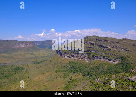 Chapada Diamantina National Park landscape with Morro Do Morrao mountain, view from Morro Do Pai Inacio, Lencois, Brazil Stock Photo