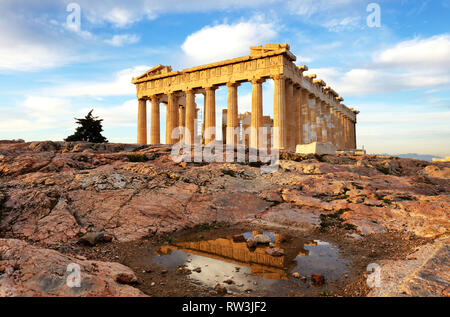 Athens - Parthenon on the Acropolis at sunrise in Greece Stock Photo