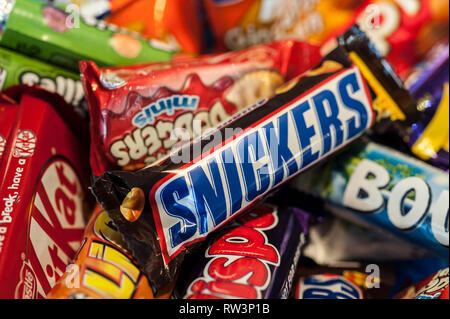 A closeup view of chocolate bars. Stock Photo