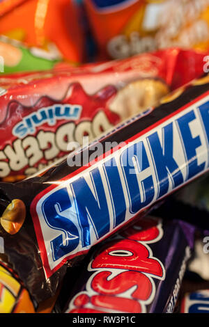 A closeup view of chocolate bars. Stock Photo