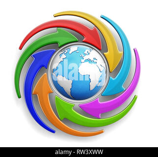Globe and Circular Graph. Image with clipping path Stock Photo