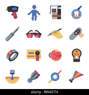 Digital vector medical lasers healthcare simple icons, flat style infographics Stock Vector